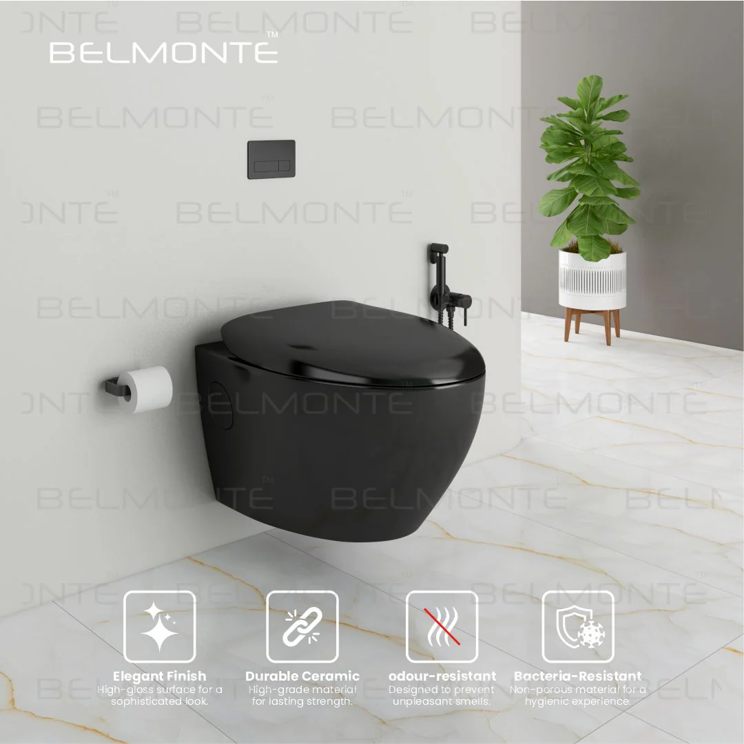 Black Wall Hung Commode (Matrix) - Image 3