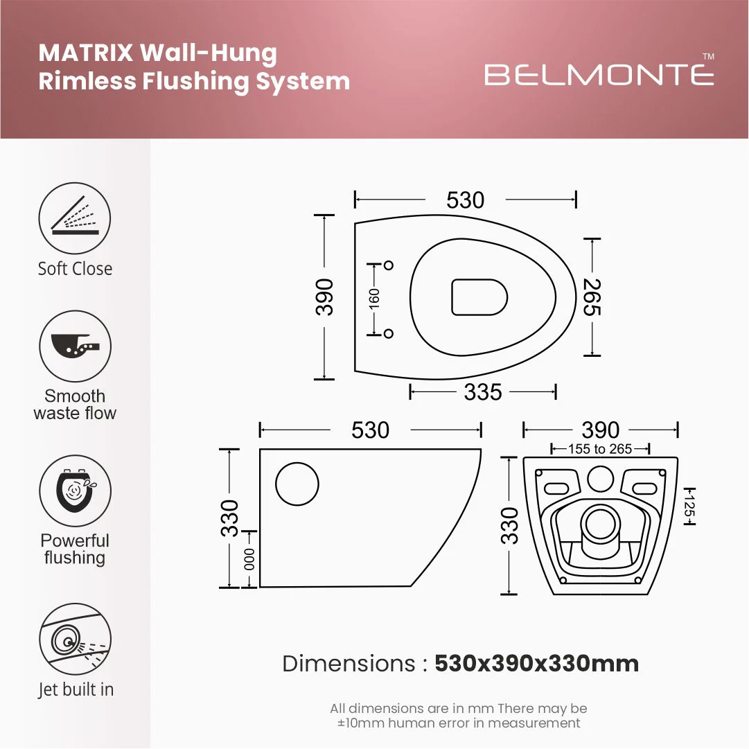 Black Wall Hung Commode (Matrix) - Image 4