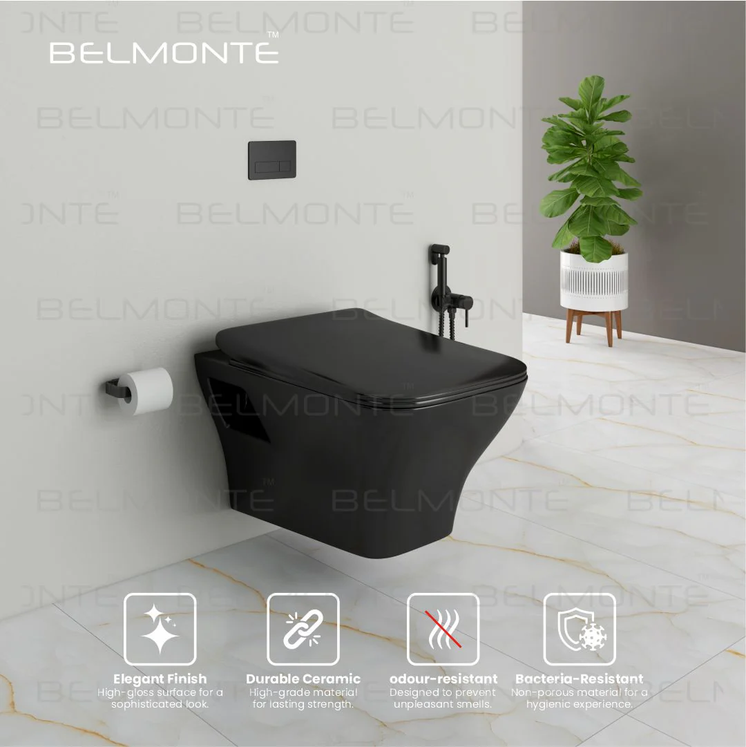 Black Wall Hung Toilet (Neon Wh) - Image 3