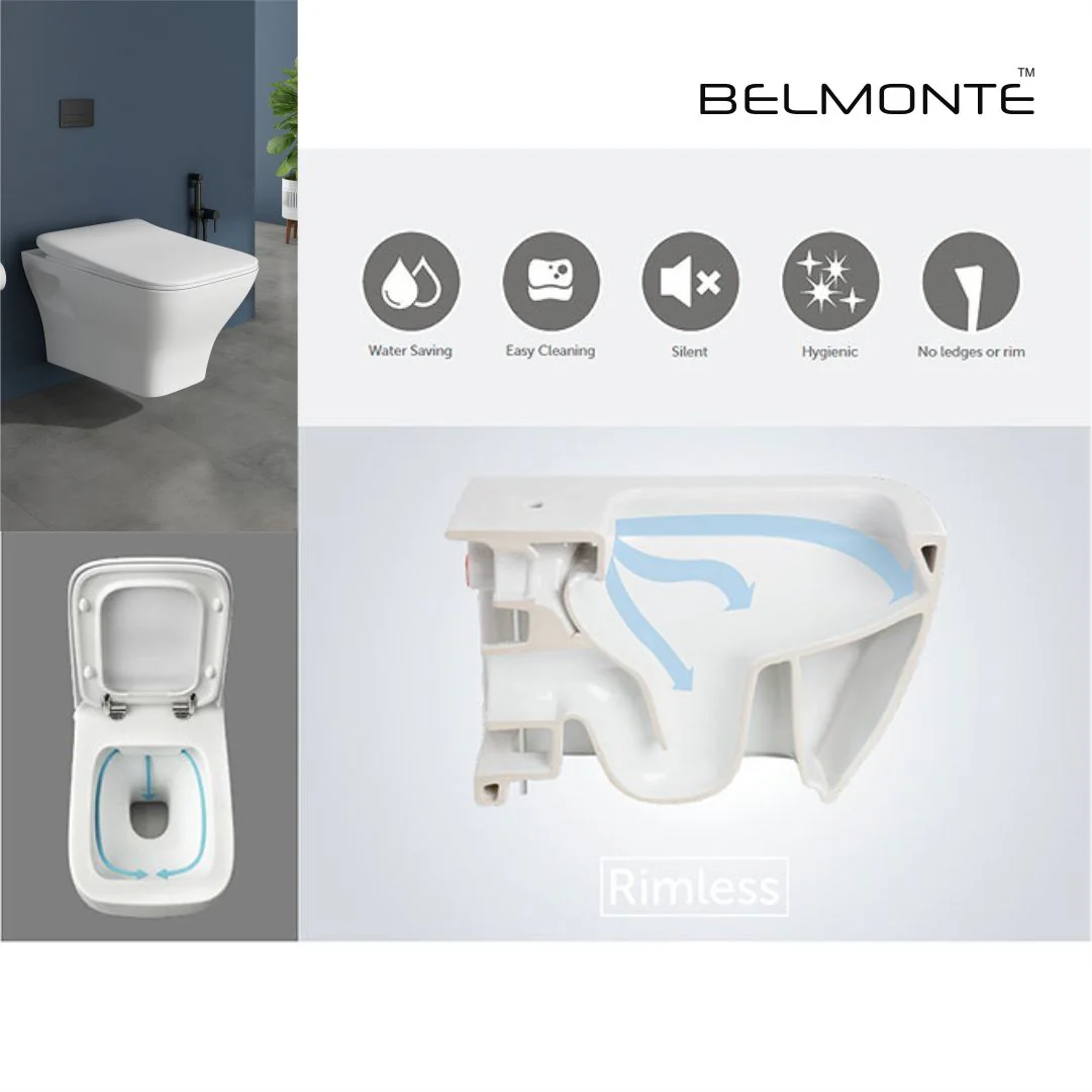 Black Wall Hung Toilet (Neon Wh) - Image 5