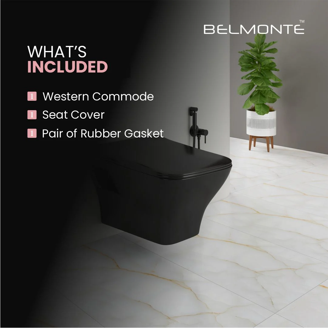 Black Wall Hung Toilet (Neon Wh) - Image 6