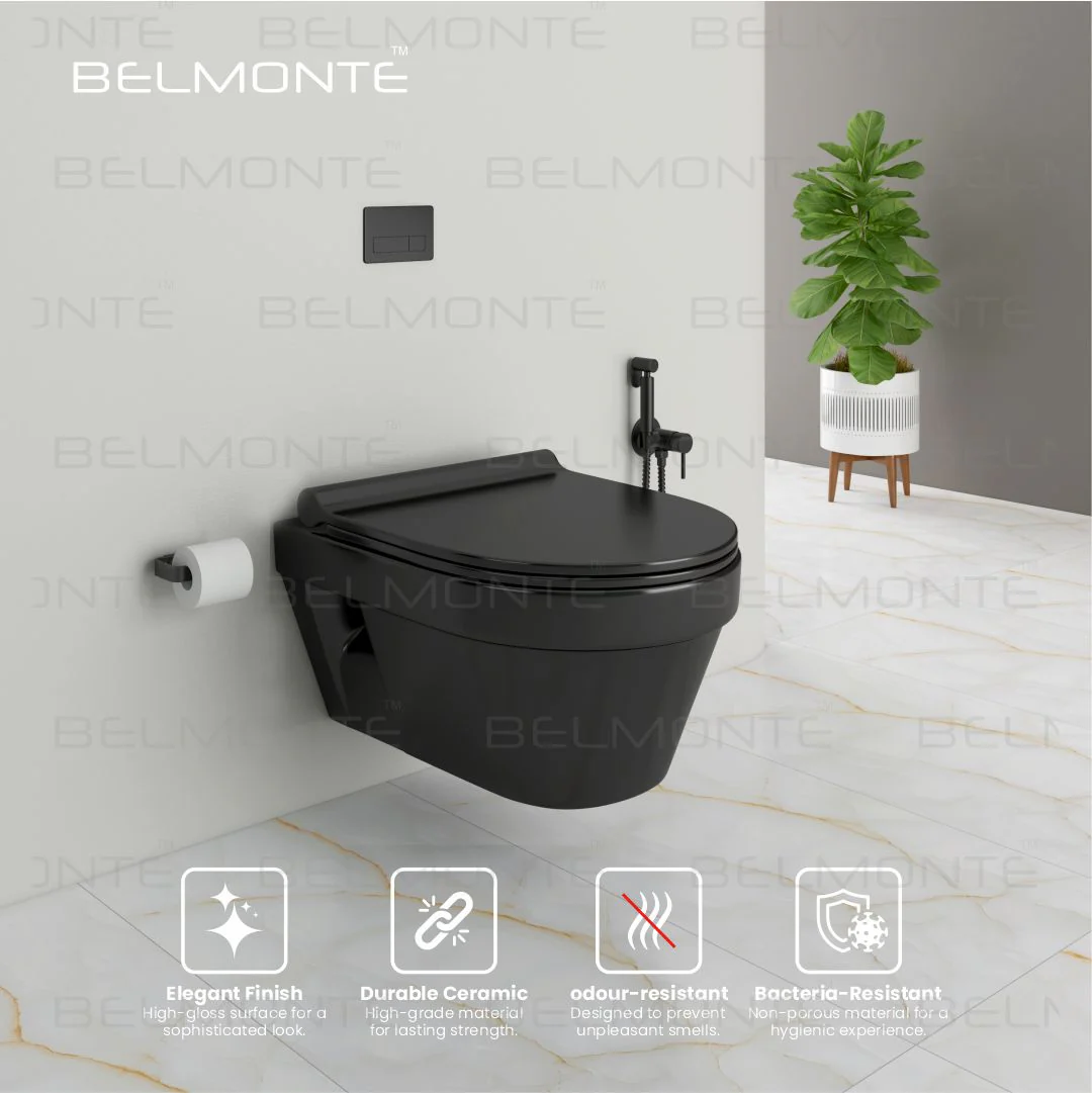 Black Wall Hung Toilet (Retro Wh) - Image 4