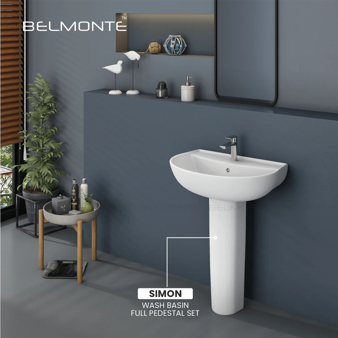 Ceramic Basin With Pedestal Set (Simon) - Image 2