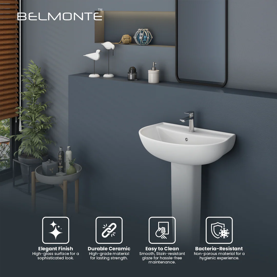 Ceramic Basin With Pedestal Set (Simon) - Image 3