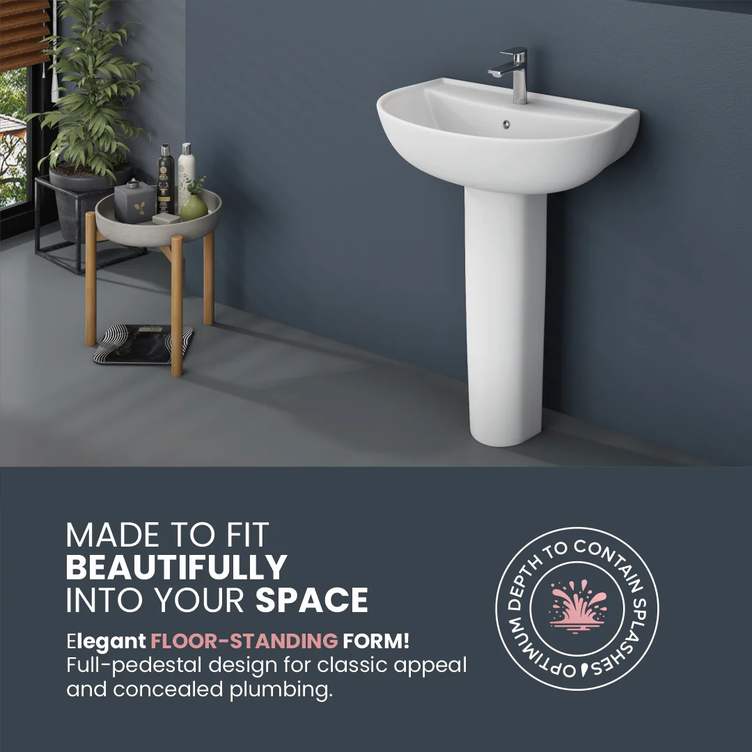 Ceramic Basin With Pedestal Set (Simon) - Image 5