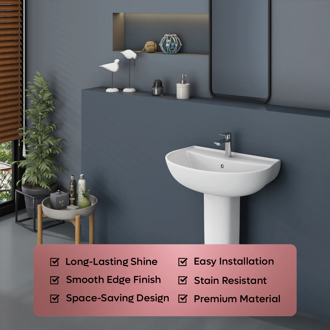 Ceramic Basin With Pedestal Set (Simon) - Image 6