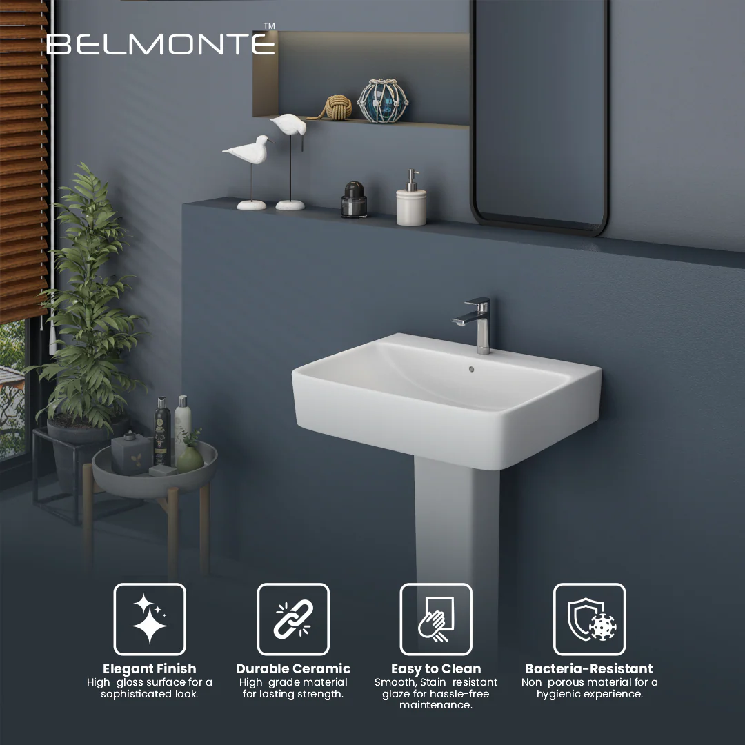 Ceramic Basin With Pedestal Set (Thar) - Image 3