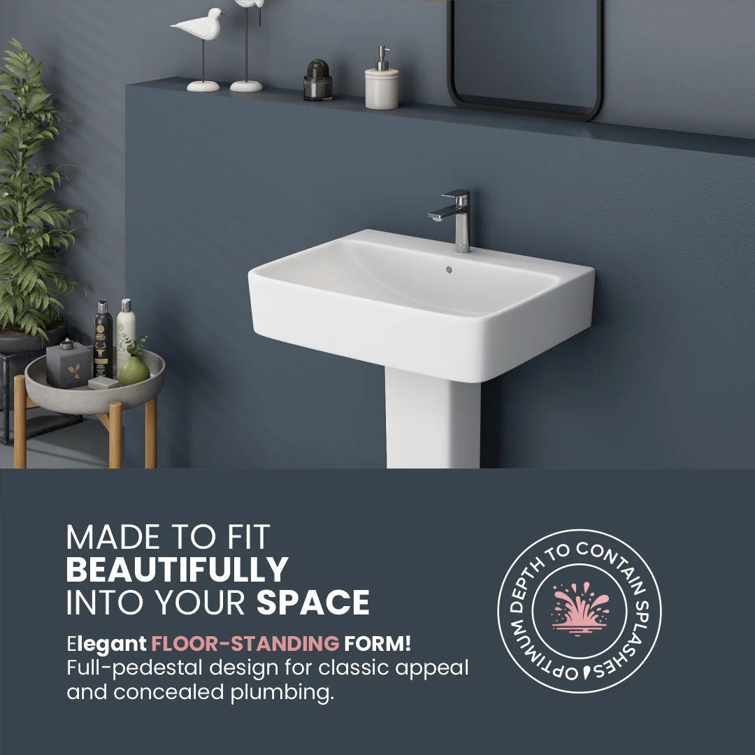 Ceramic Basin With Pedestal Set (Thar) - Image 5