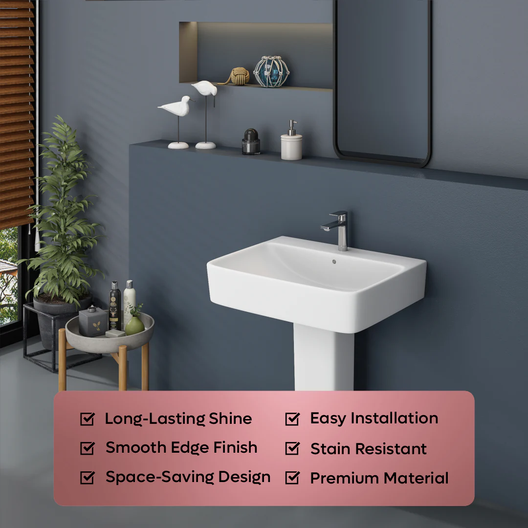 Ceramic Basin With Pedestal Set (Thar) - Image 6