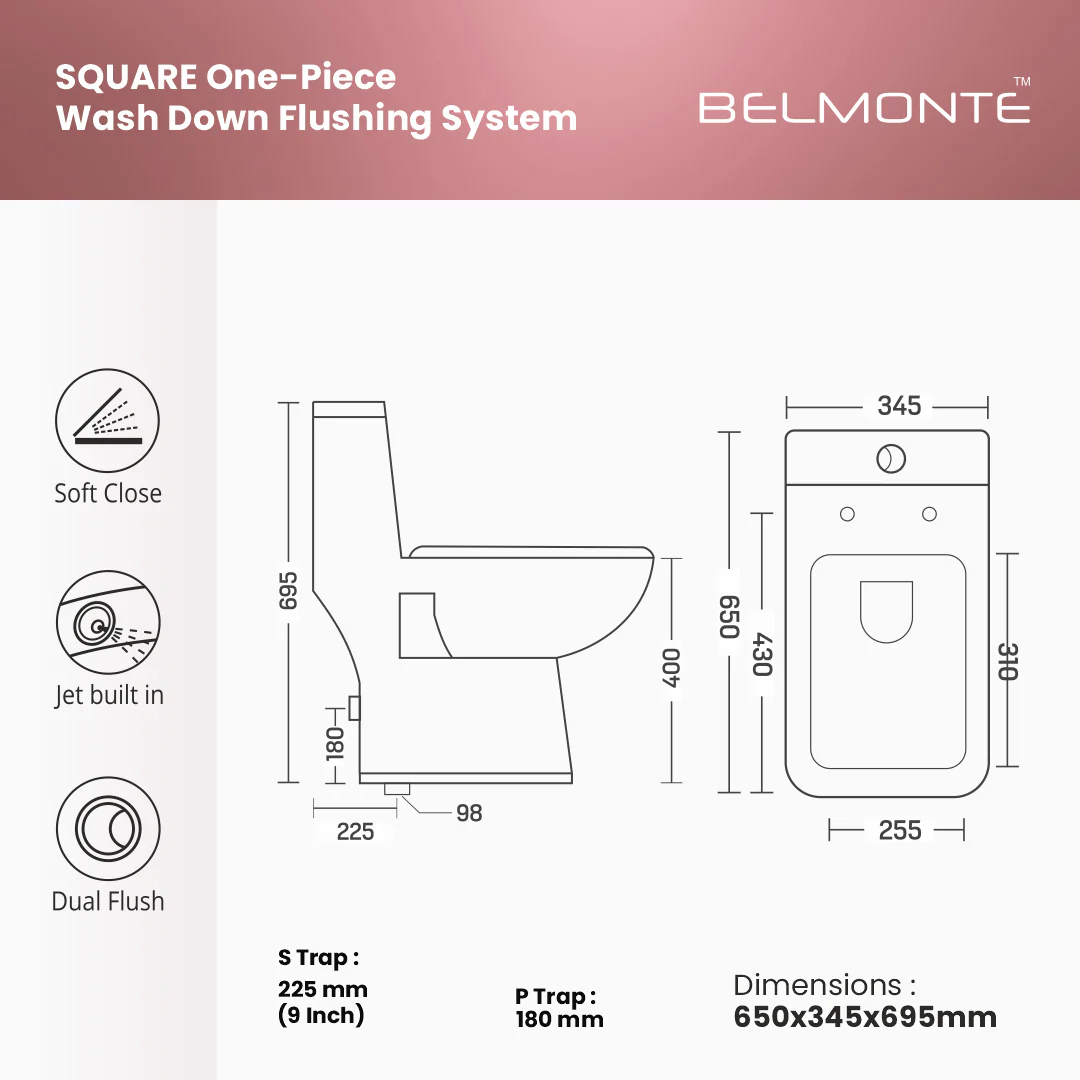 Ceramic Commode Toilet (Square) - Image 7