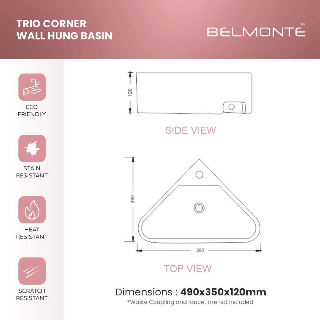 Ceramic Corner Basin (Trio) - Image 7