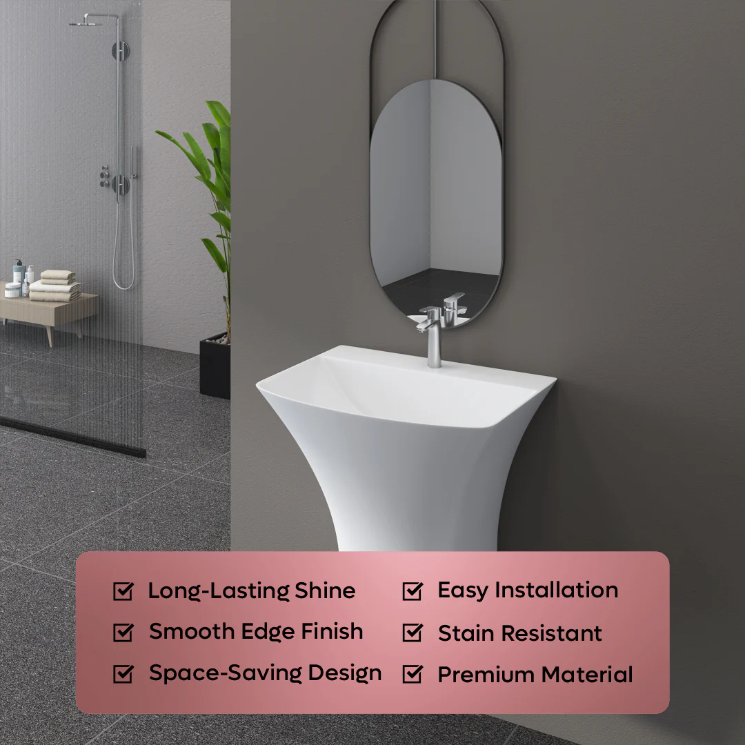 Ceramic One Piece Half Basin (Coral) - Image 3