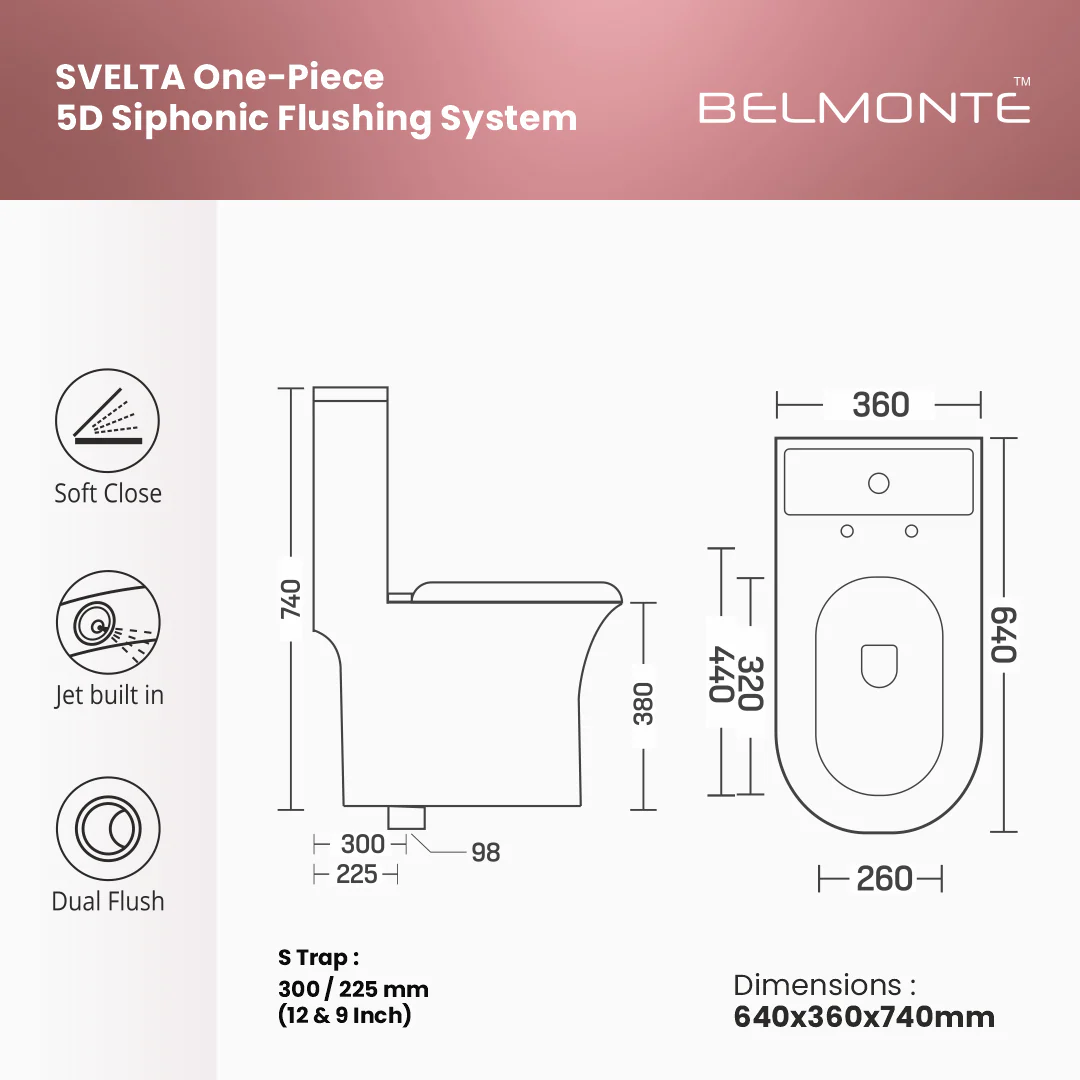 Ceramic One Piece Toilet (Svelta) - Image 3