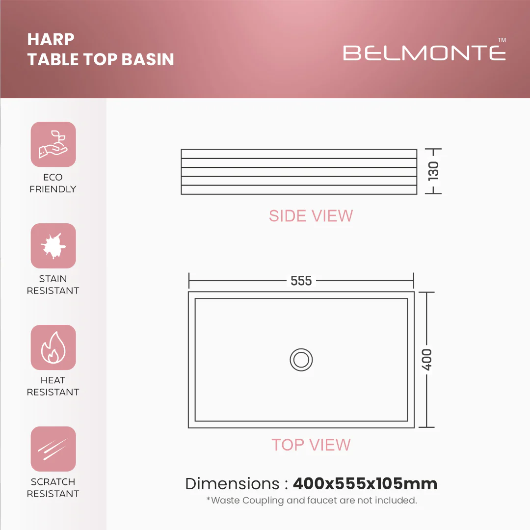 Ceramic Table Top Basin (Harp) - Image 3