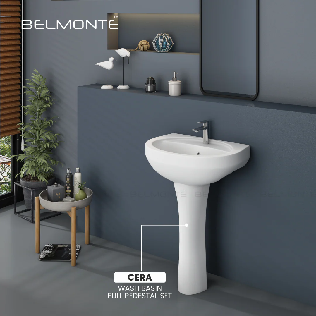 Ceramic Wash Basin Pedestal Set (Cera) - Image 2