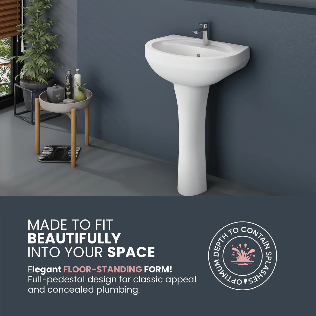 Ceramic Wash Basin Pedestal Set (Cera) - Image 3