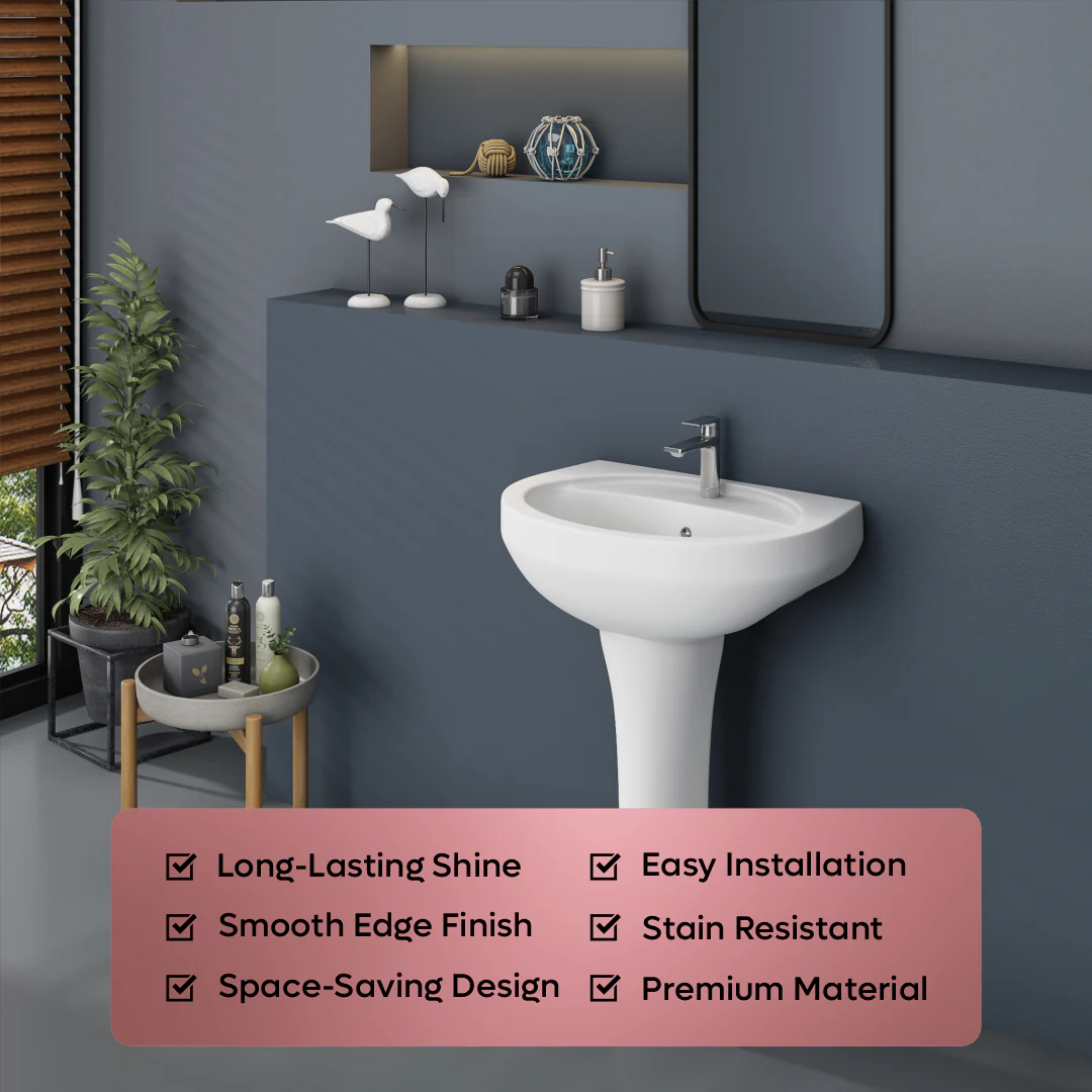 Ceramic Wash Basin Pedestal Set (Cera) - Image 4