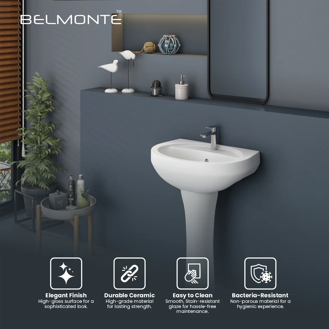 Ceramic Wash Basin Pedestal Set (Cera) - Image 5