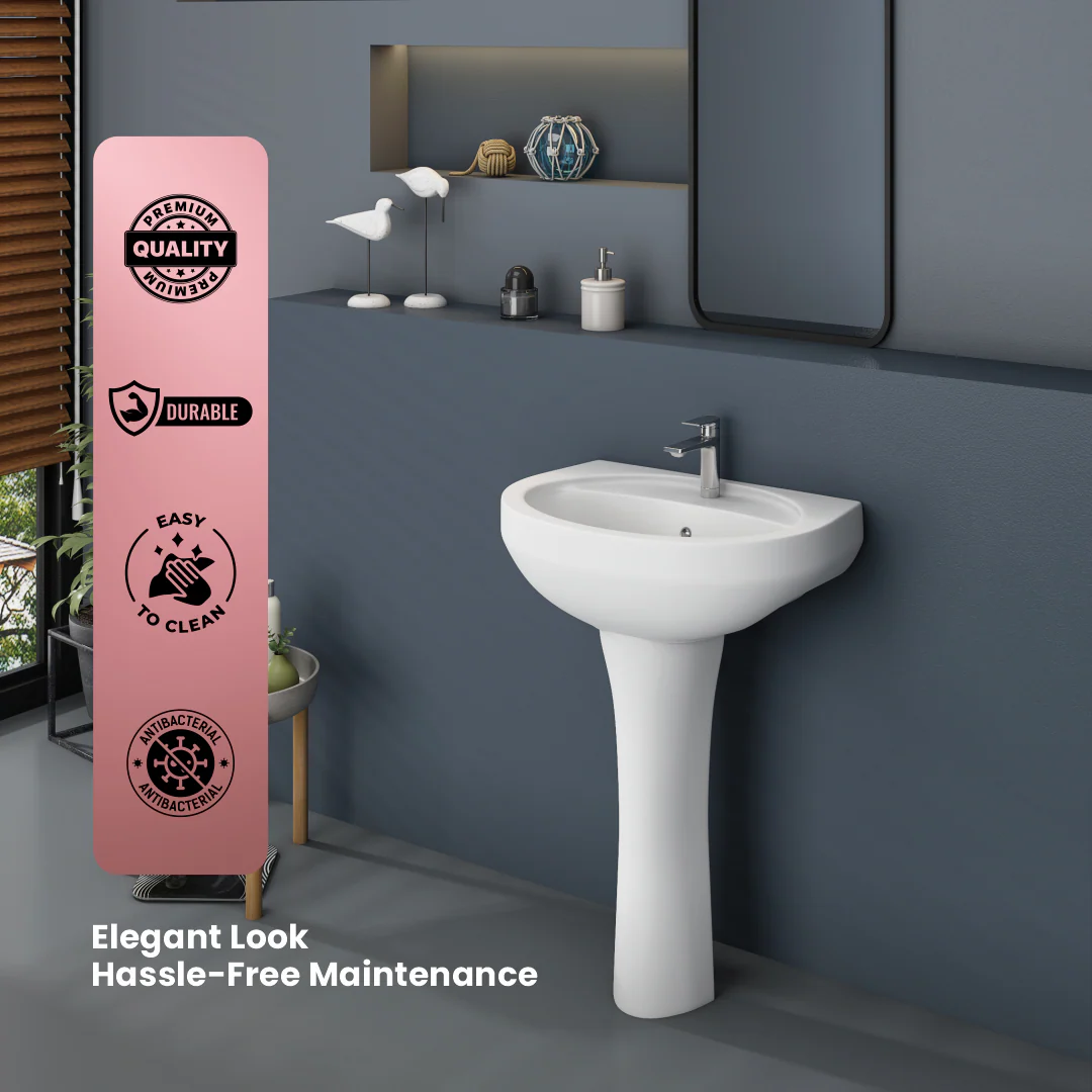 Ceramic Wash Basin Pedestal Set (Cera) - Image 7