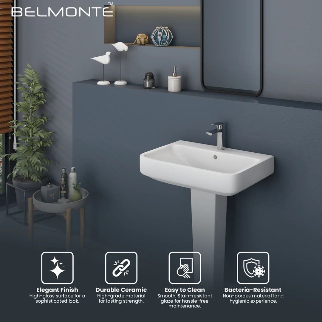 Ceramic Wash Basin Pedestal Set (Fabia) - Image 3