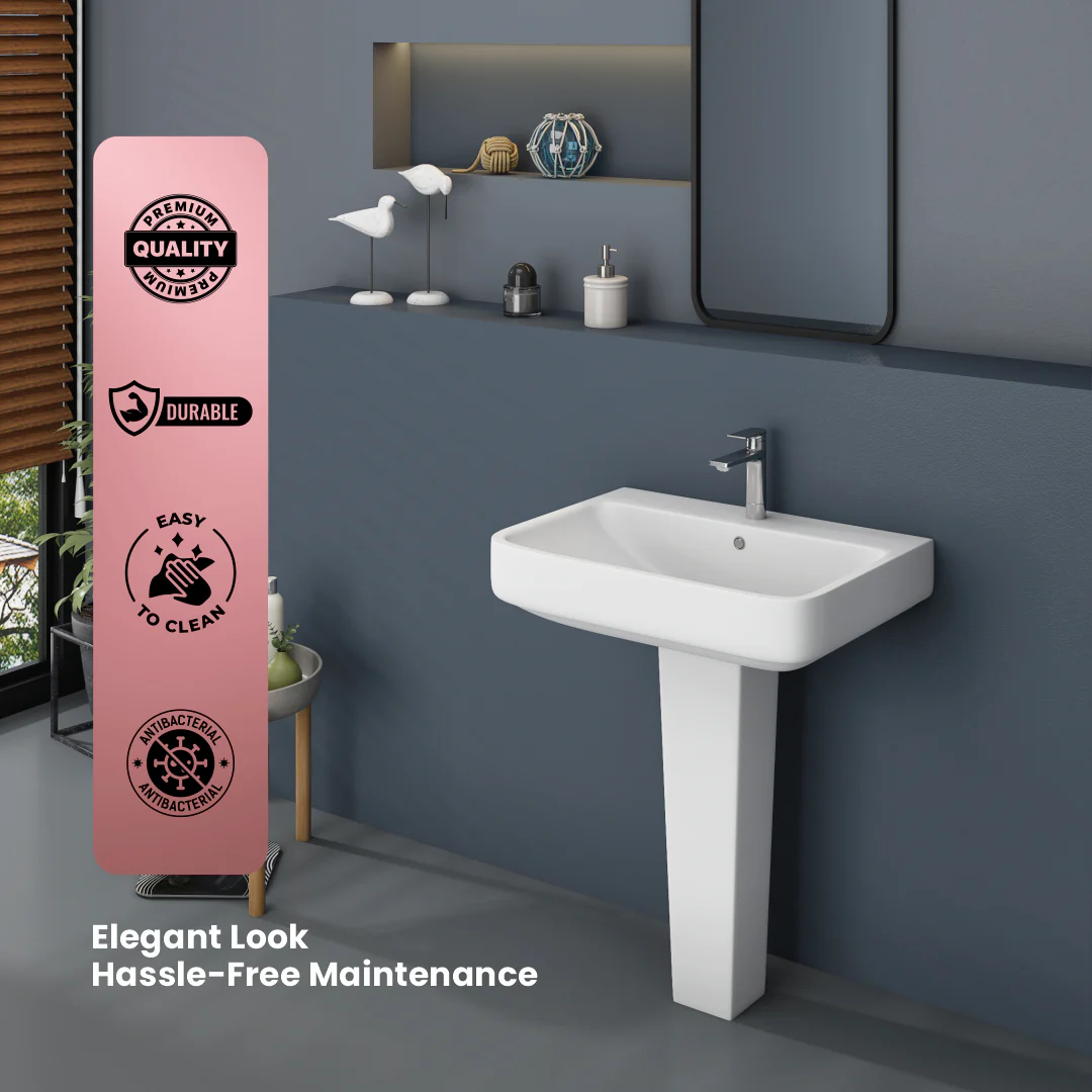 Ceramic Wash Basin Pedestal Set (Fabia) - Image 4