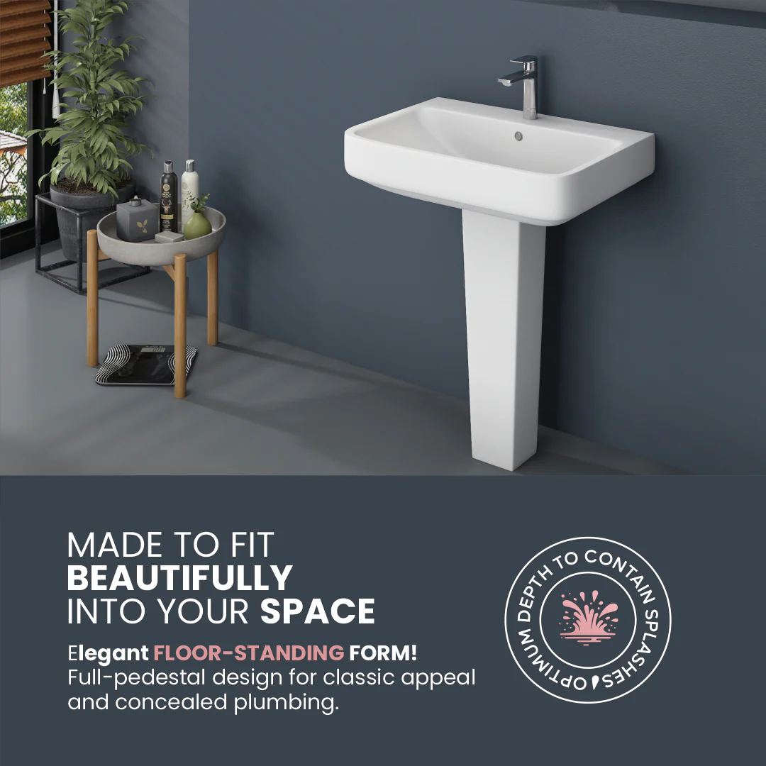 Ceramic Wash Basin Pedestal Set (Fabia) - Image 5