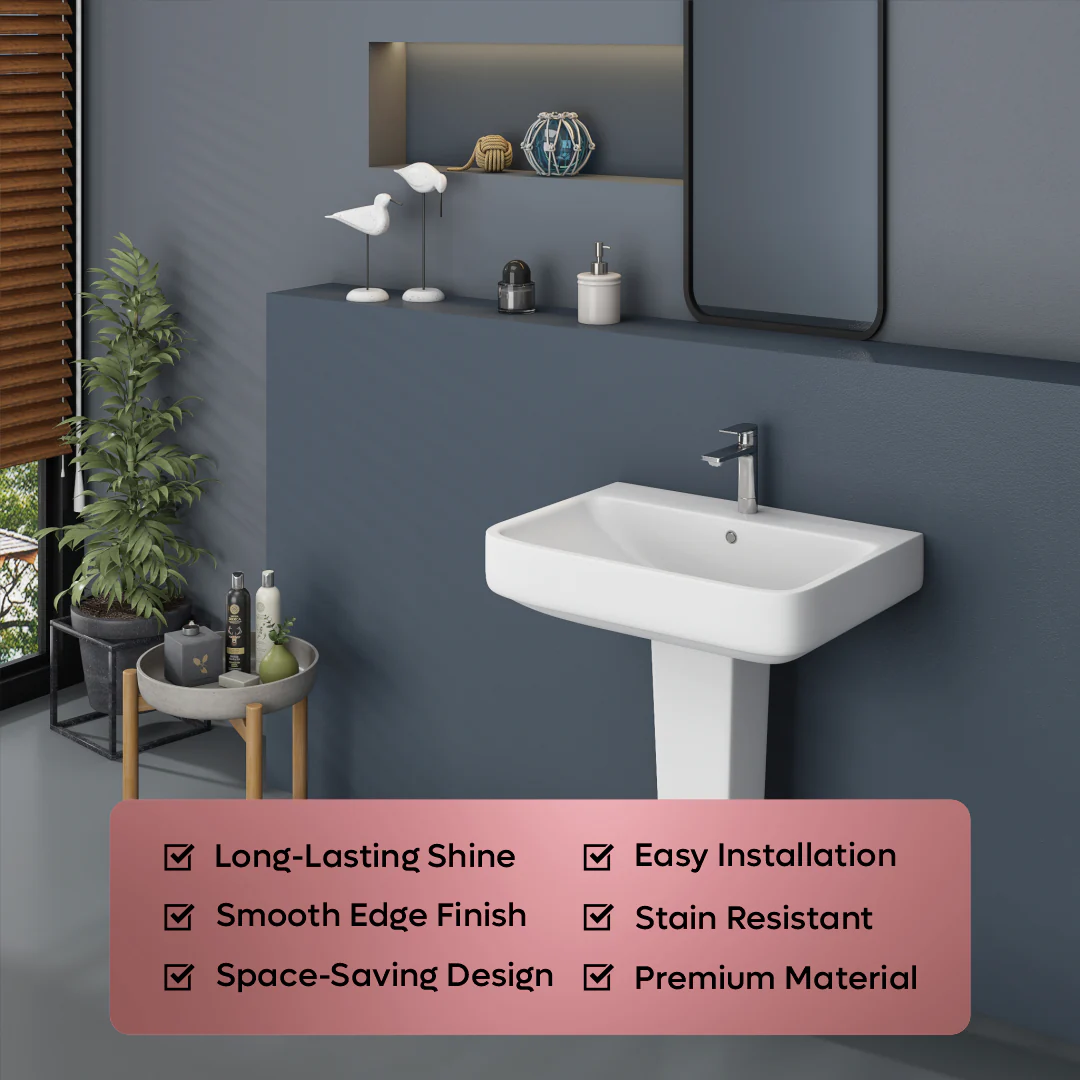 Ceramic Wash Basin Pedestal Set (Fabia) - Image 6
