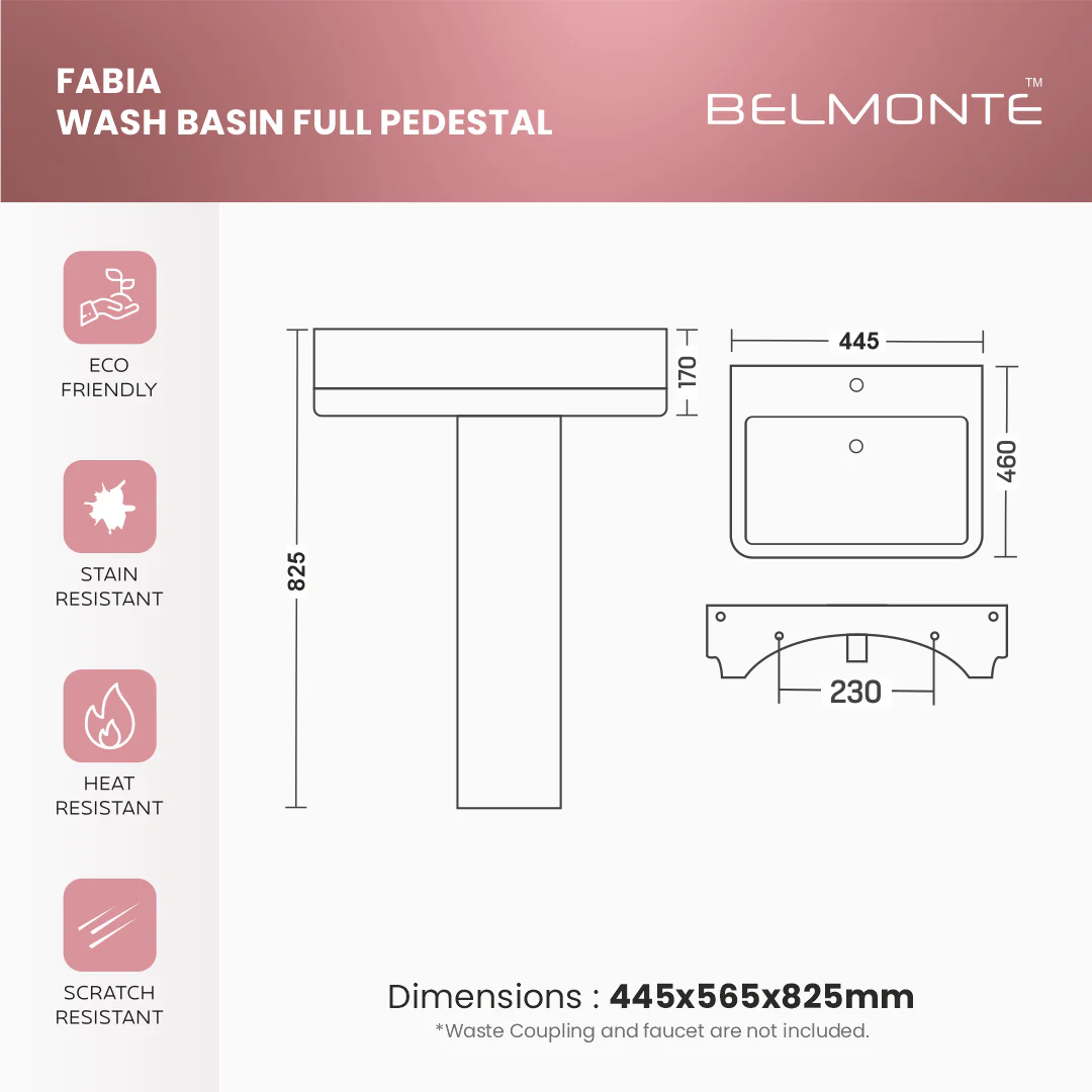 Ceramic Wash Basin Pedestal Set (Fabia) - Image 7