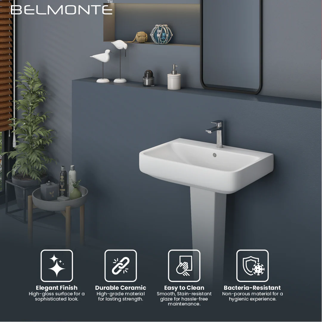 Ceramic Wash Basin Pedestal Set (Fabia) - Image 8
