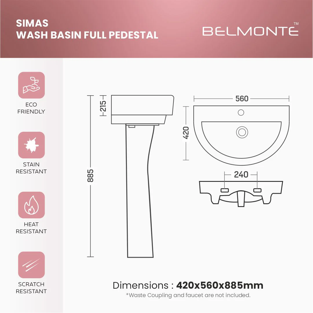 Designer Basin Pedestal Set (Simas Set BB08) - Image 4
