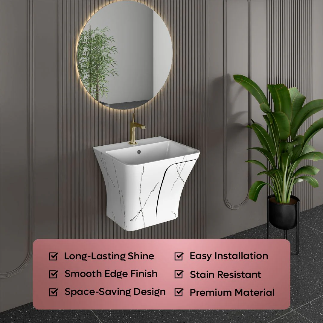 Designer One Piece Half Basin (Cubix 37) - Image 8