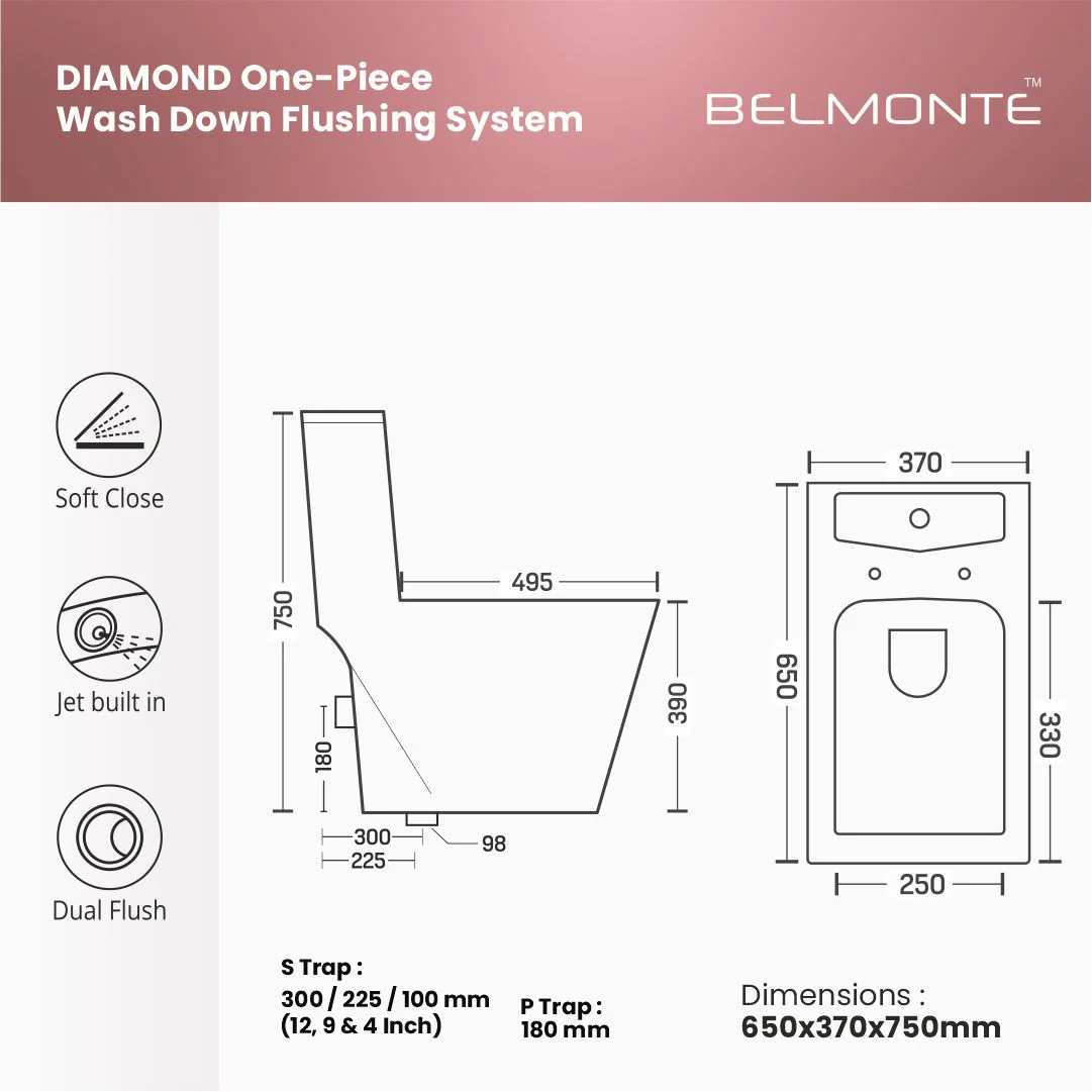 Designer One Piece Water Closet (Diamond OP 01) - Image 4