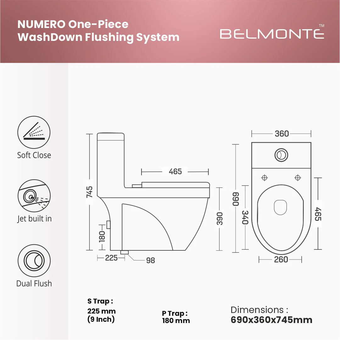 Designer One Piece Water Closet (Numero OP 20) - Image 4