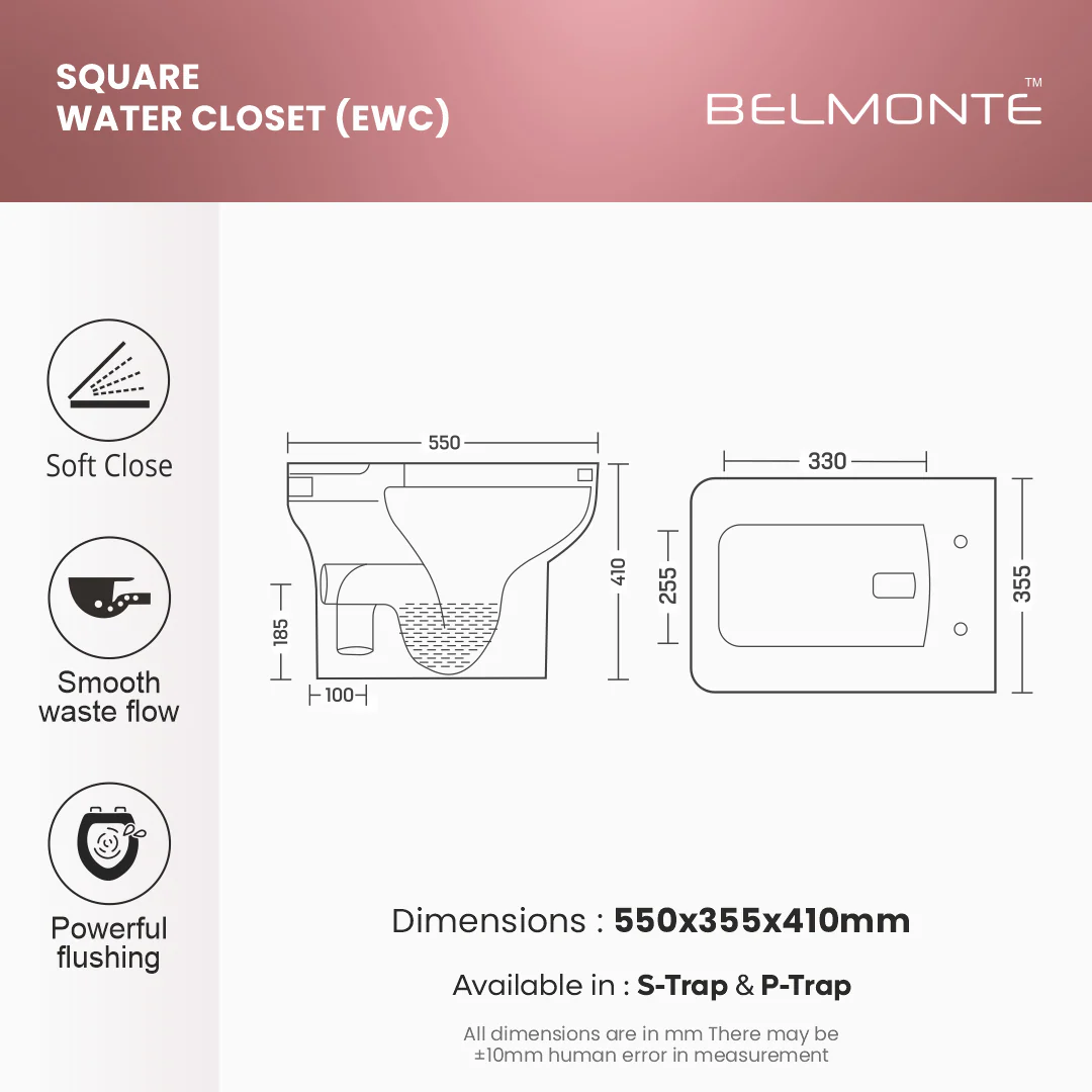 Floor Mounted Western Toilet (EWC Square) - Image 4
