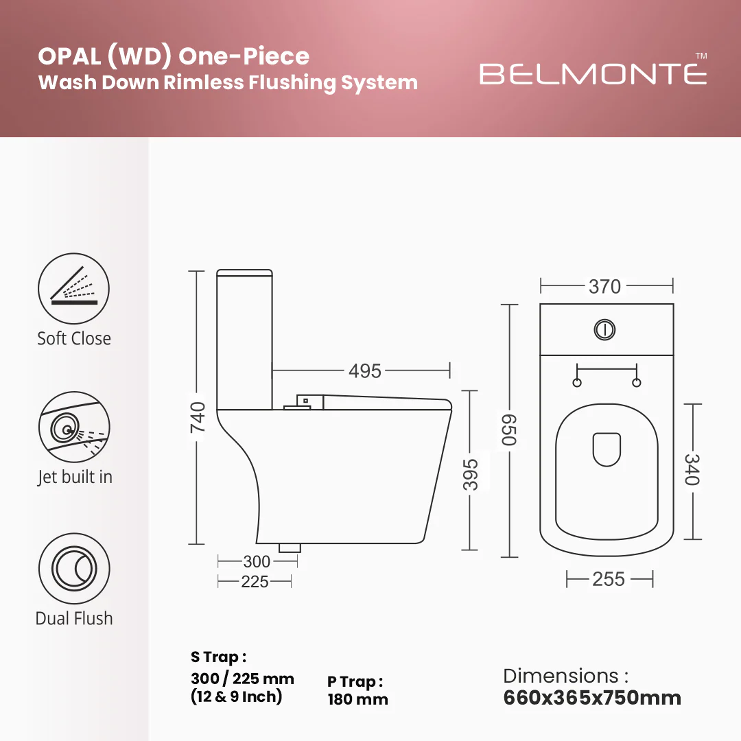 One Piece Water Closet (Opal-WD) - Image 7