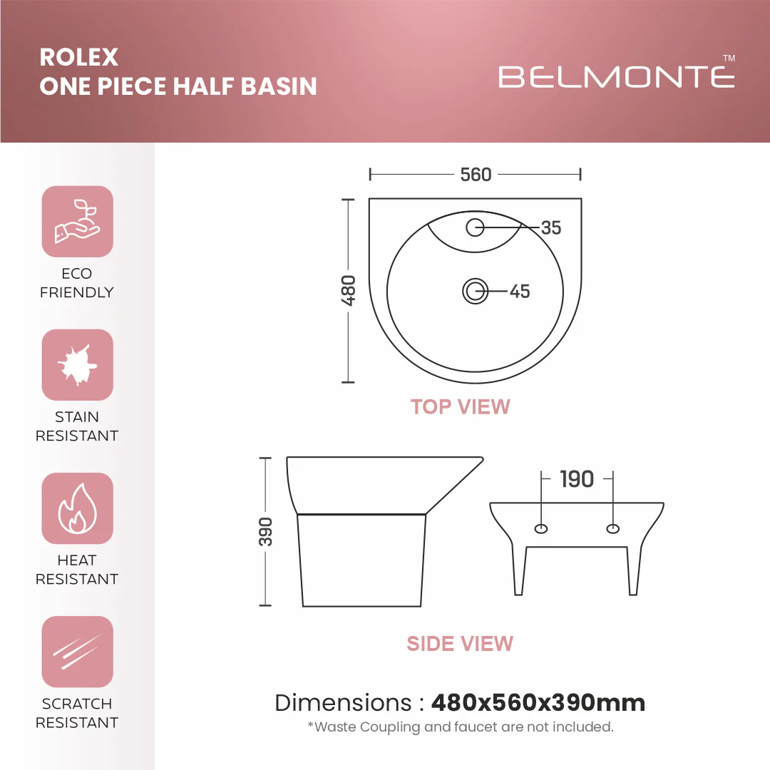 Wall Hung Half Basin (Rolex) - Image 3