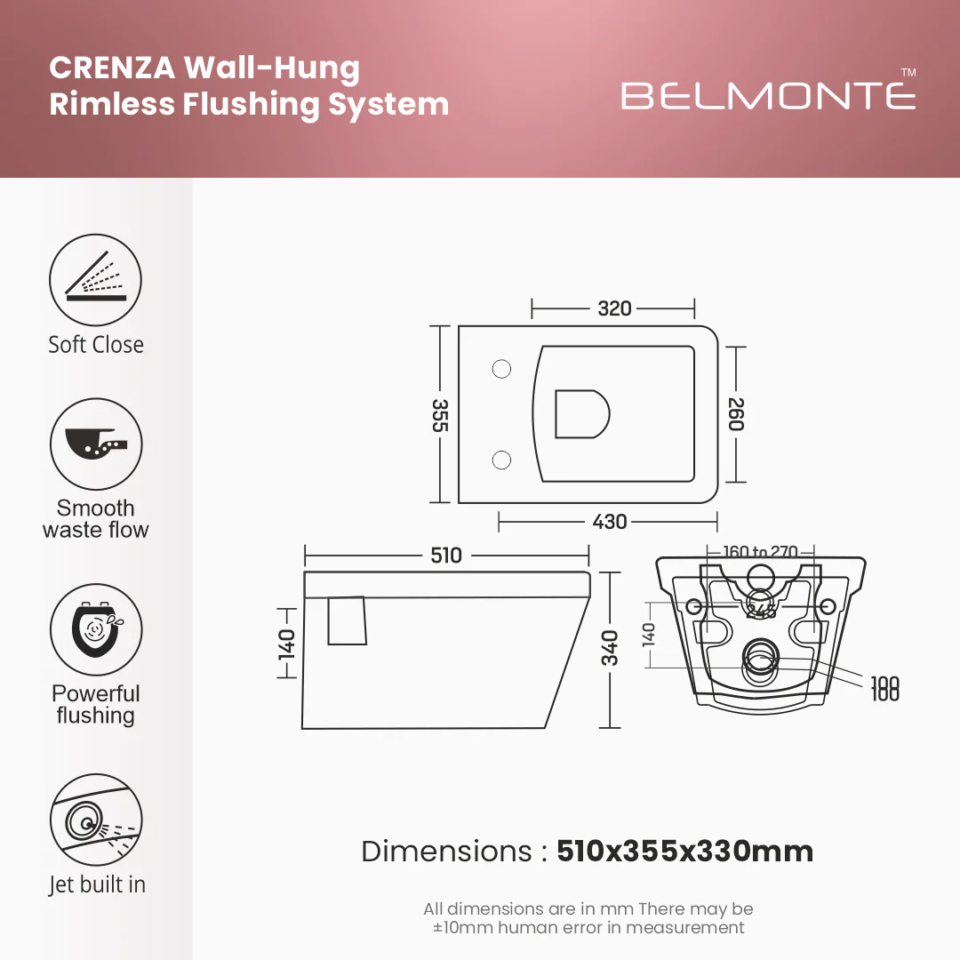 Wall Hung Toilet (Crenza) - Image 8