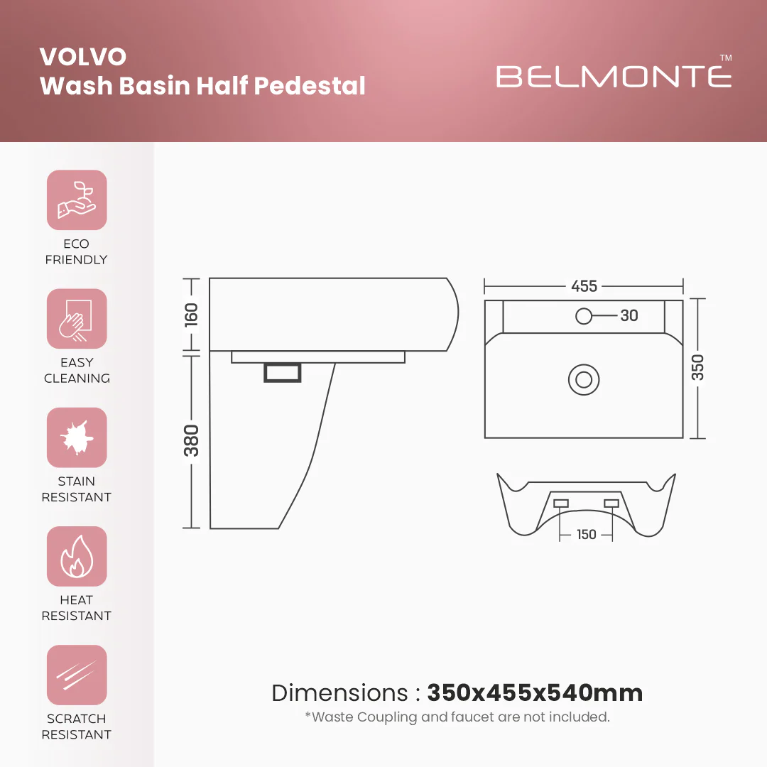 Wash Basin Half Pedestal Set (Volvo) - Image 5