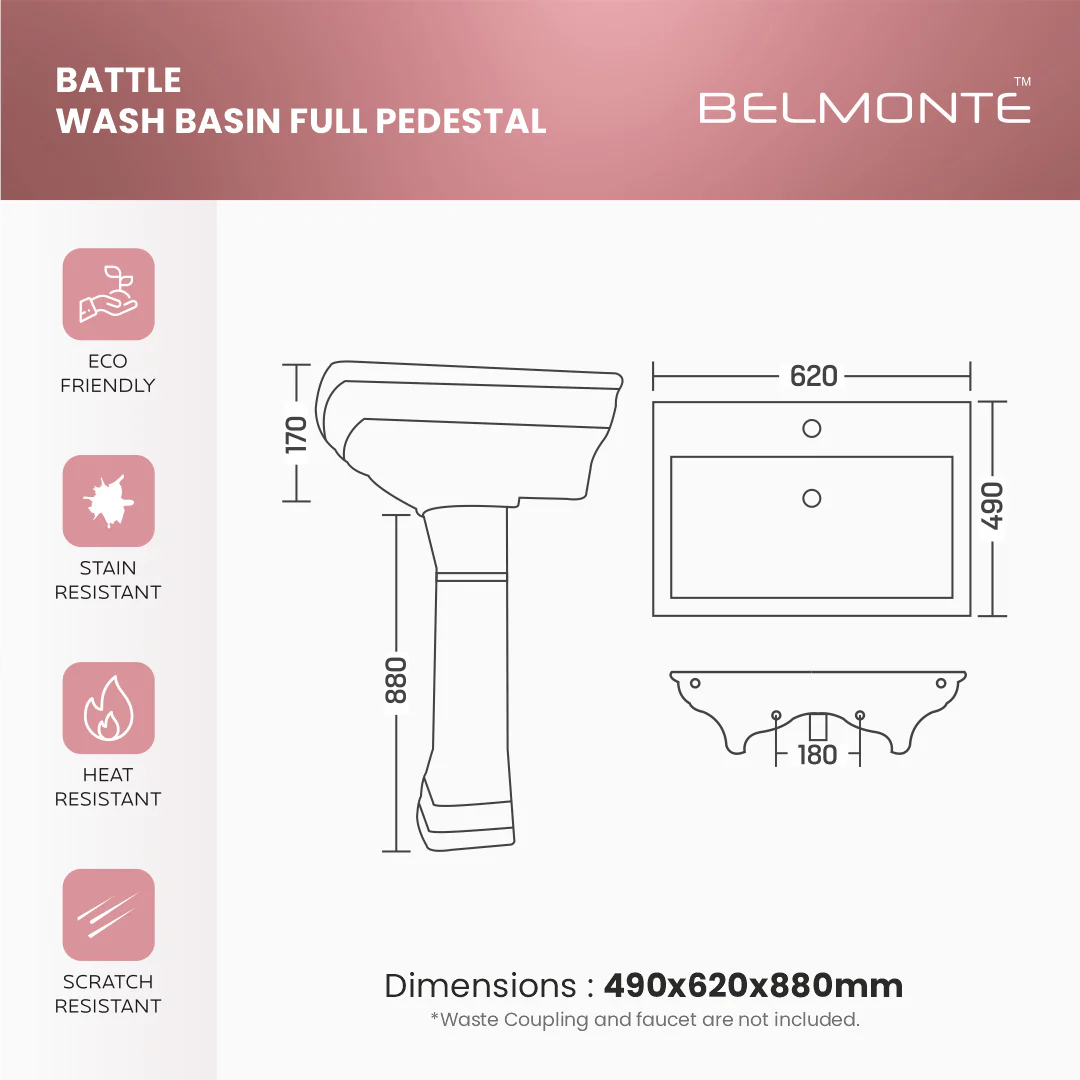 Wash Basin Pedestal Set (Battle) - Image 7