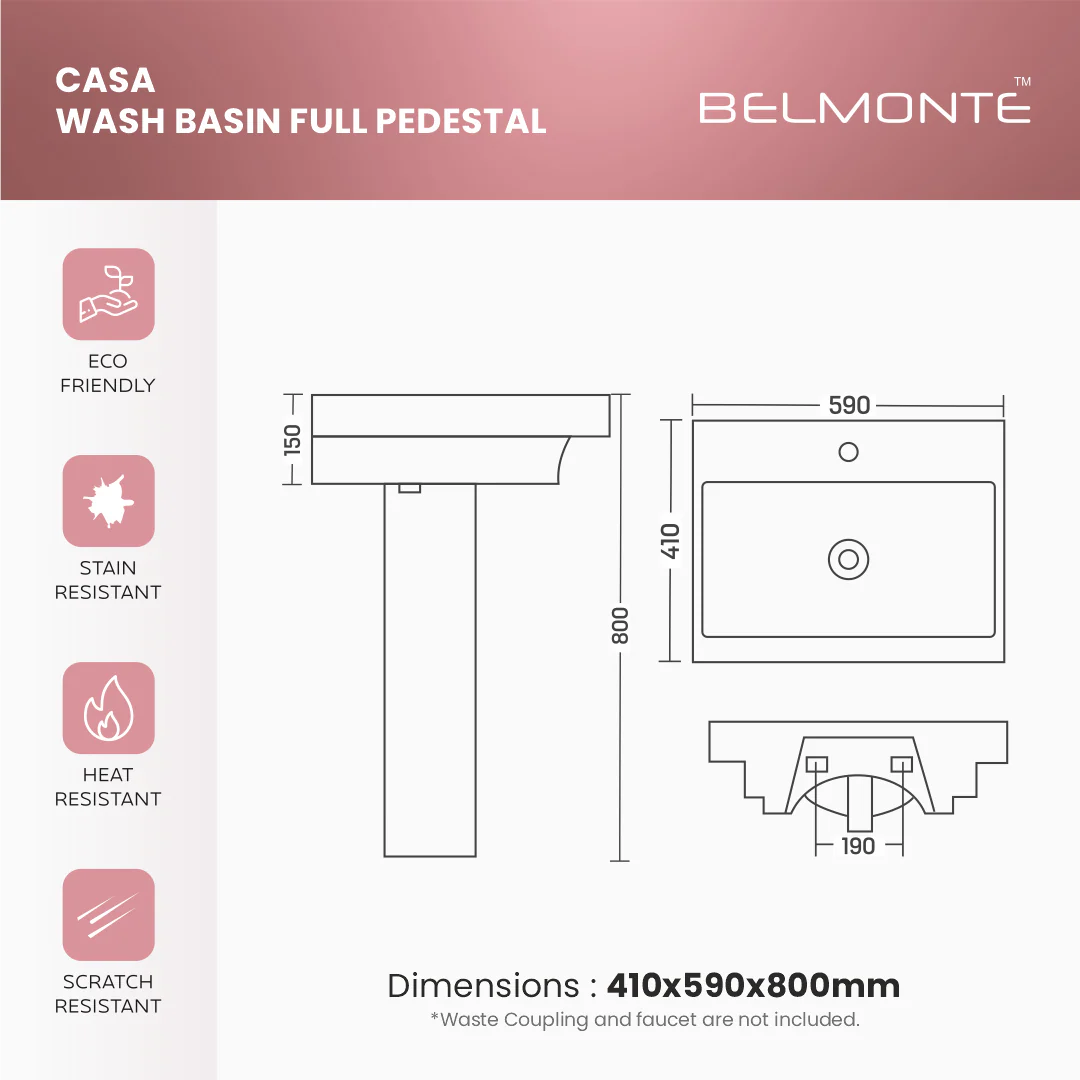 Wash Basin Pedestal Set (Casa) - Image 6